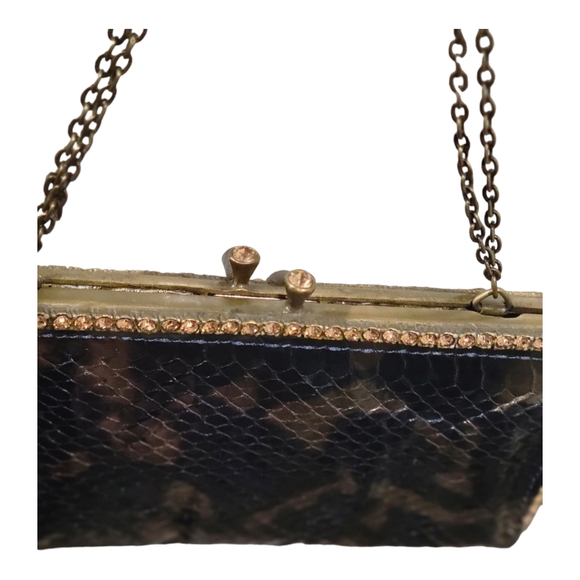 CLARA KASAVINA CRYSTAL STUD PYTHON HANDBAG/CLUTCH - Picture 4 of 10